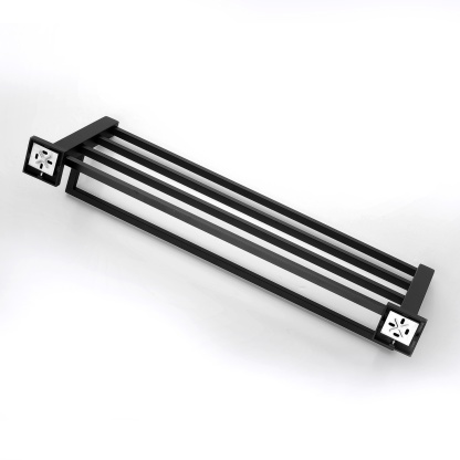 600mm Wall Mounted Stainless Steel Double Towel Rack Rail Bathroom Clothes Shelf Hanger Holder Chrome/Matte Black
