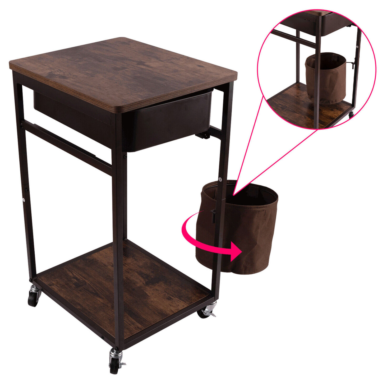 Sliding Drawer Trolley Cart Wheels Kitchen Storage Rack Shelf Corner Food Organiser