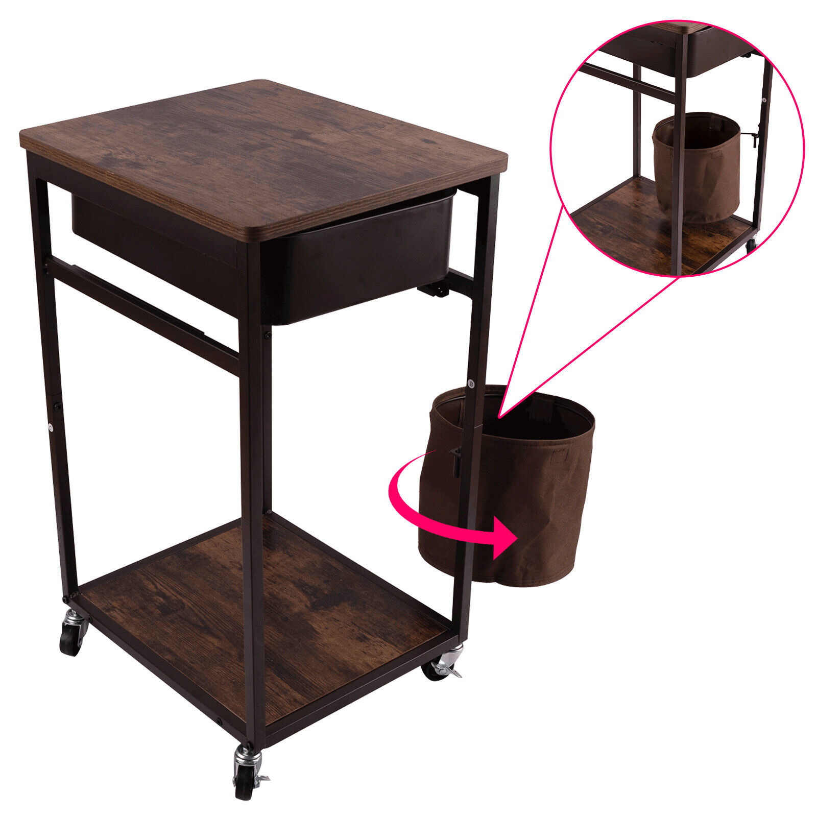 Sliding Drawer Trolley Cart Wheels Kitchen Storage Rack Shelf Corner Food Organiser