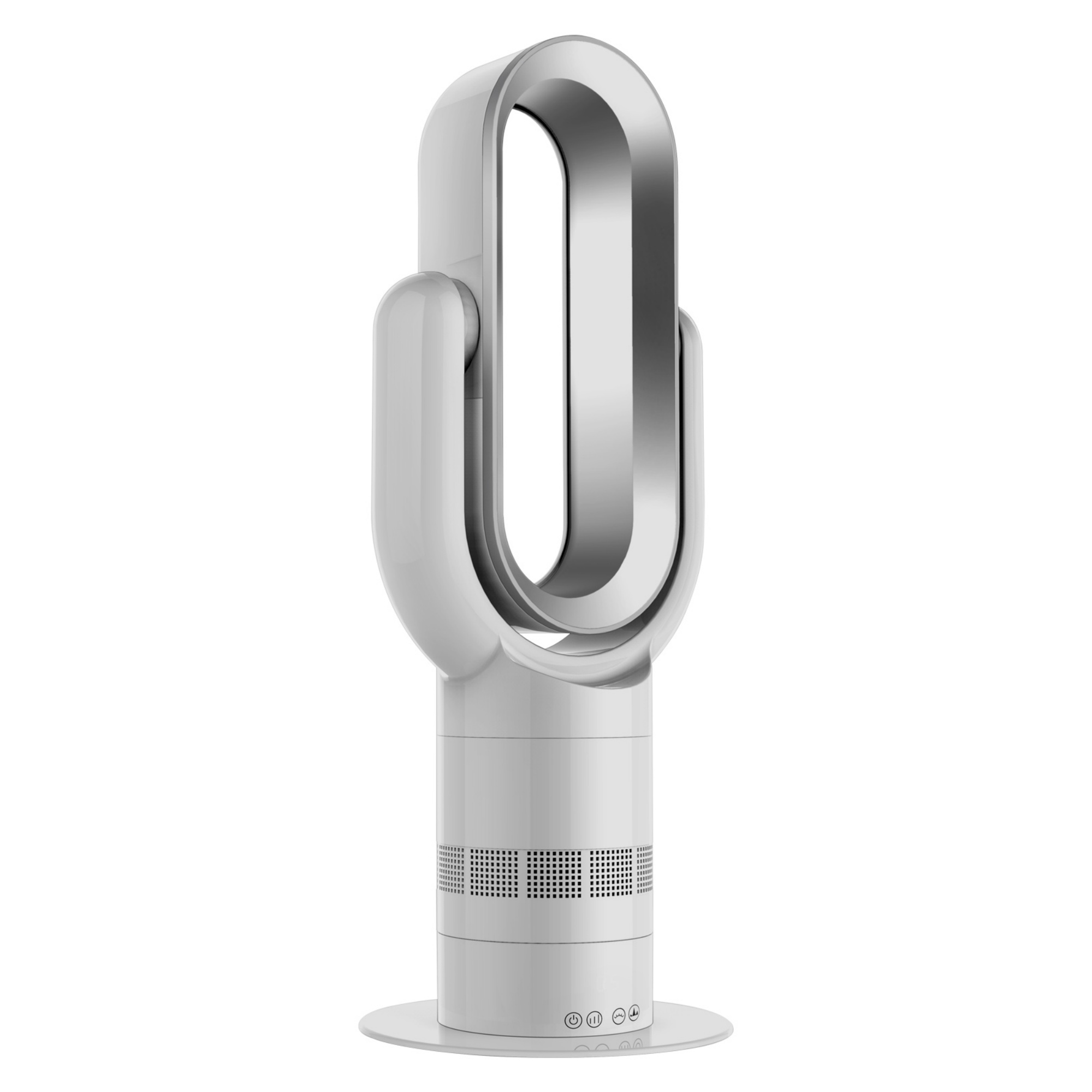 Electric Bladeless Fan Heat Cool Floor Fan Timer Remote Touch Control Silver/Blue