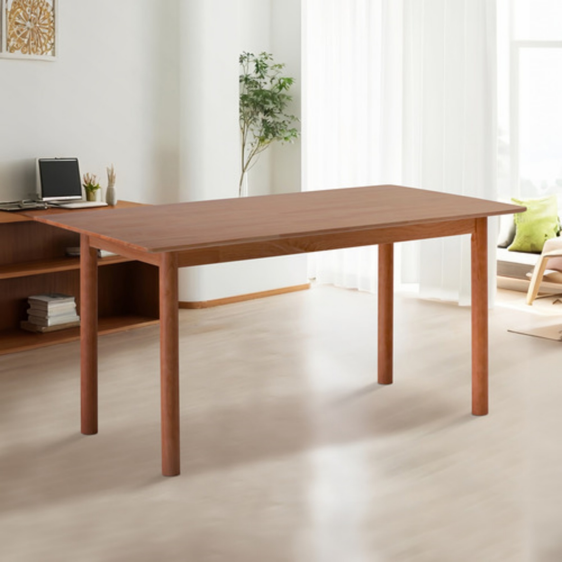 140cm Rectangle Wooden Dining Table for Home Kitchen Cafe Restaurant Walnut/Natural