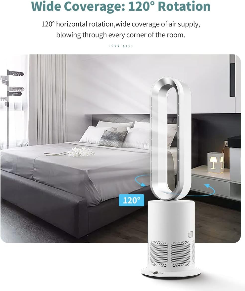 Angelo 3 in 1 Bladeless Heat Fan, Tower Fan & Heater Combo with HEPA Filter Air Purification, Remote Control, Timer, Oscillating, Air Circulator for Bedrooms Office Home SAA Approved 