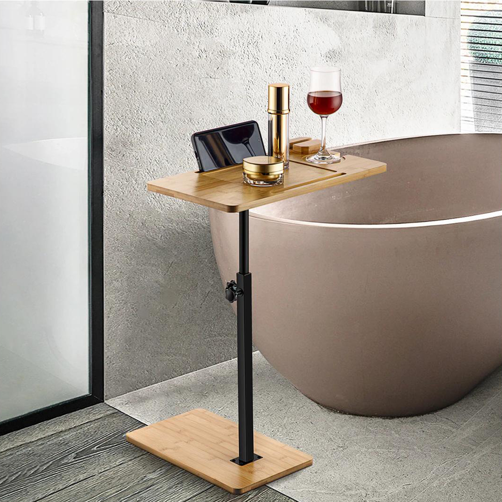 Freestanding Bath Caddy Tray for Tub Bathtub Side Table Luxury Bathroom Home Spa