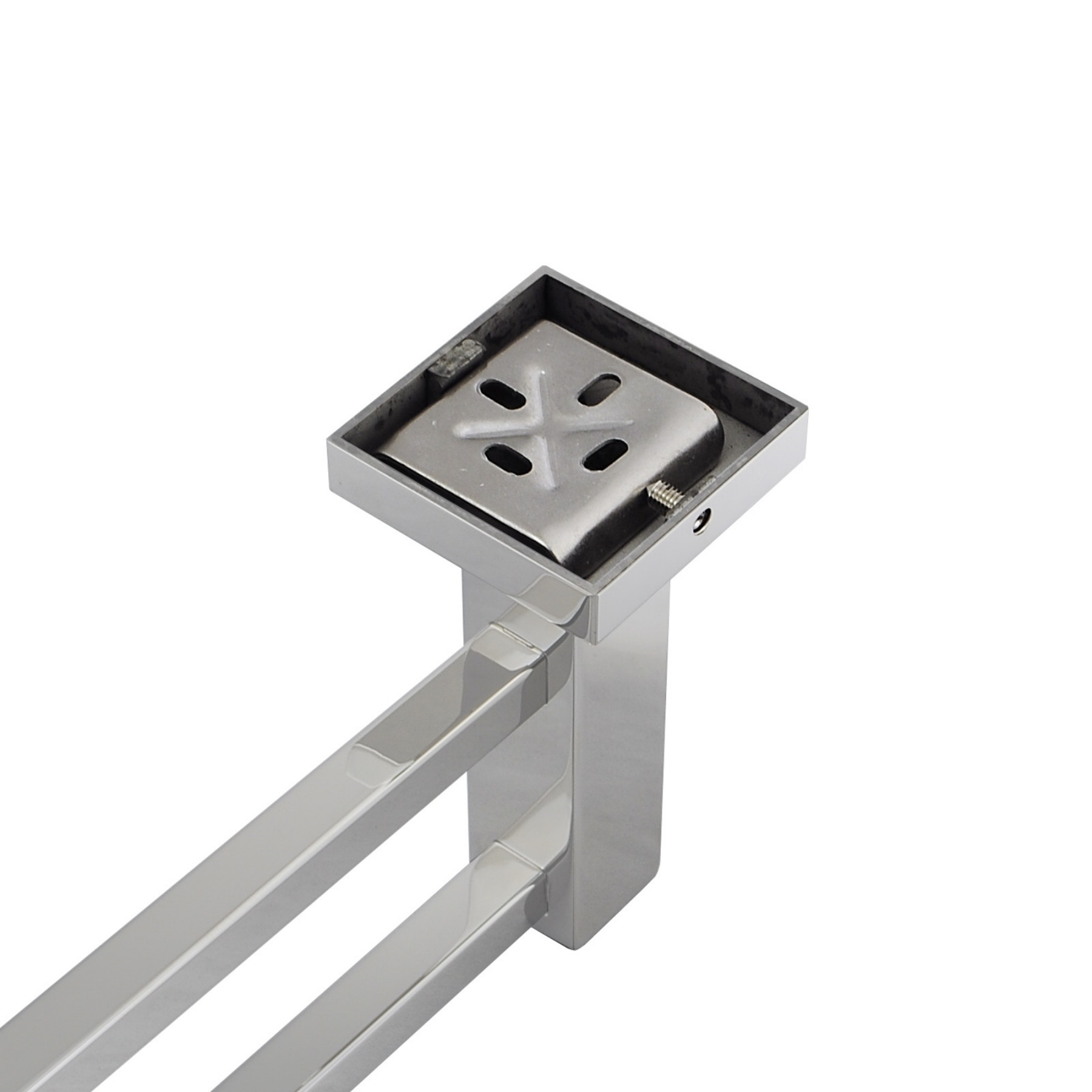 800mm Square Stainless Steel Bathroom Double Bars Towel Rail Rack Wall Mounted Clothes Hanger Holder Chrome/Black