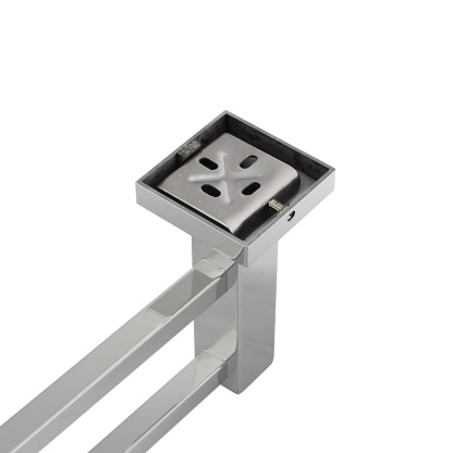 800mm Square Stainless Steel Bathroom Double Bars Towel Rail Rack Wall Mounted Clothes Hanger Holder Chrome/Black