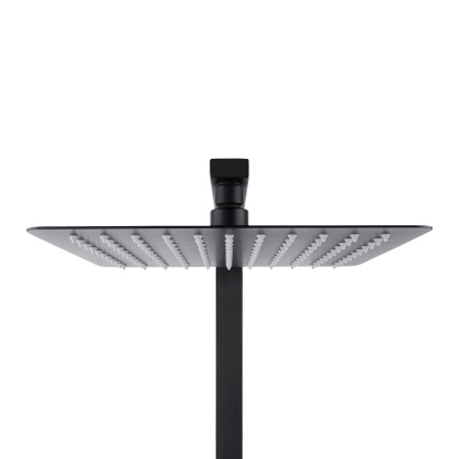 10“ Rectangle Rainfall Twin Shower Set Super Thin Overhead Shower Head 3 Function Hand-held Shower Rose Gooseneck Shower Arm Chrome/Black