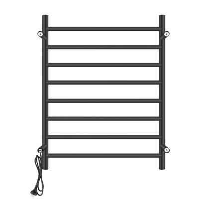 Round 8 Bars Aluminium Electric Heated Towel Rail Wall Mounted Towel Warmer Dryer Holder Rack Silver/Black/Brushed Yellow Gold