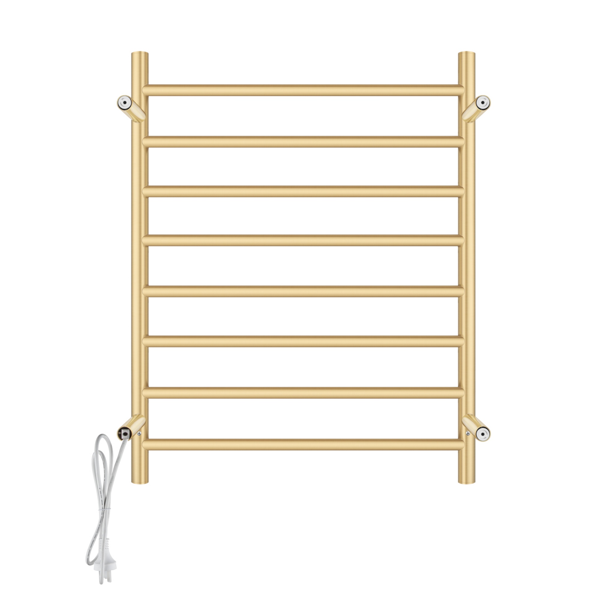 Round 8 Bars Aluminium Electric Heated Towel Rail Wall Mounted Towel Warmer Dryer Holder Rack Silver/Black/Brushed Yellow Gold