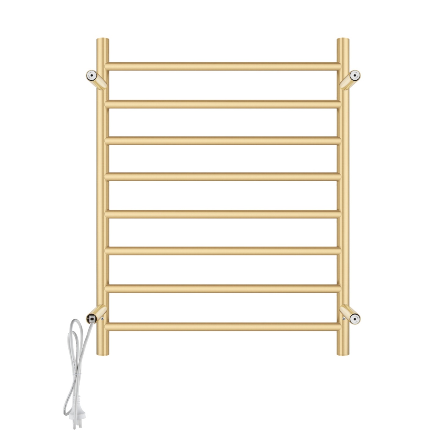 Round 8 Bars Aluminium Electric Heated Towel Rail Wall Mounted Towel Warmer Dryer Holder Rack Silver/Black/Brushed Yellow Gold