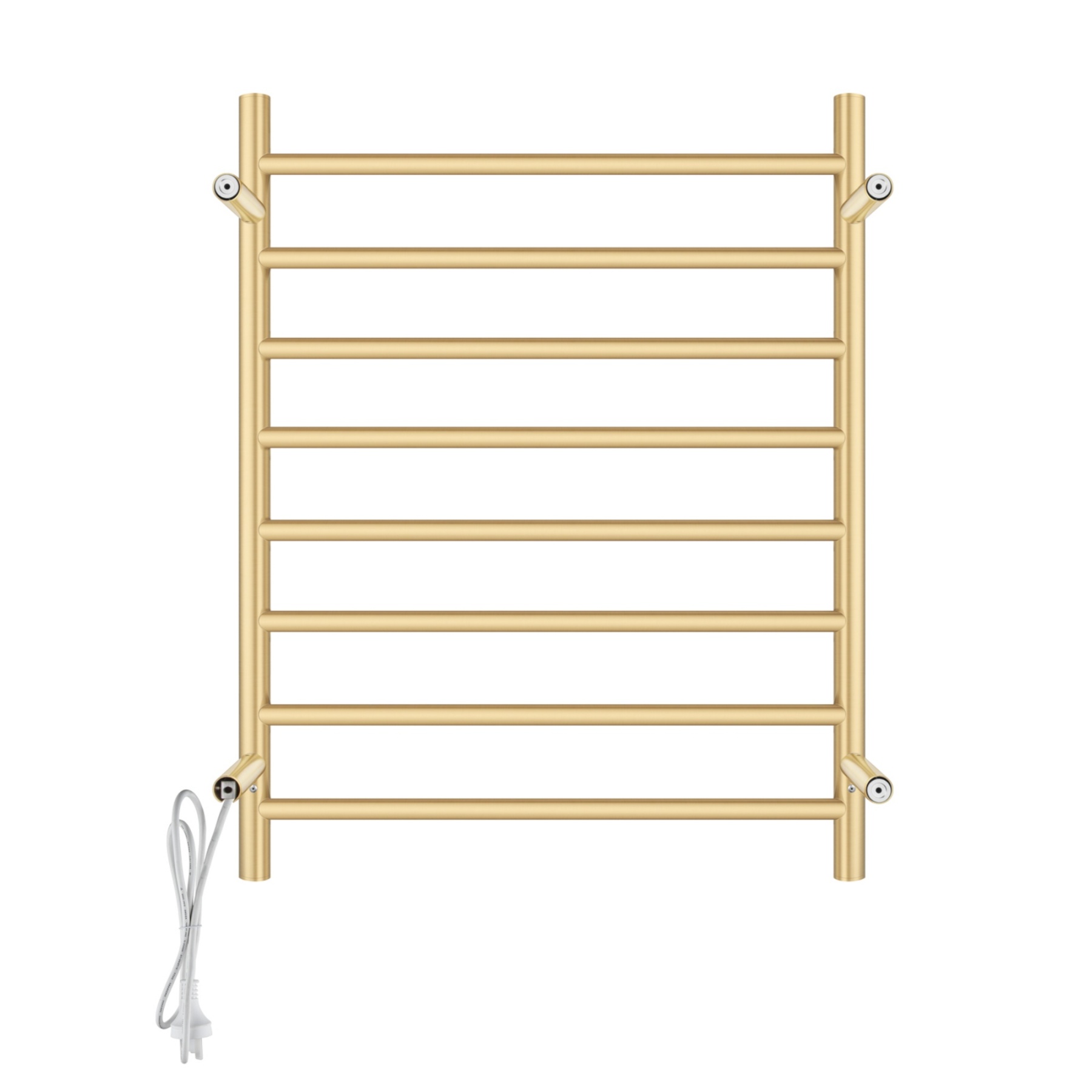 Round 8 Bars Aluminium Electric Heated Towel Rail Wall Mounted Towel Warmer Dryer Holder Rack Silver/Black/Brushed Yellow Gold