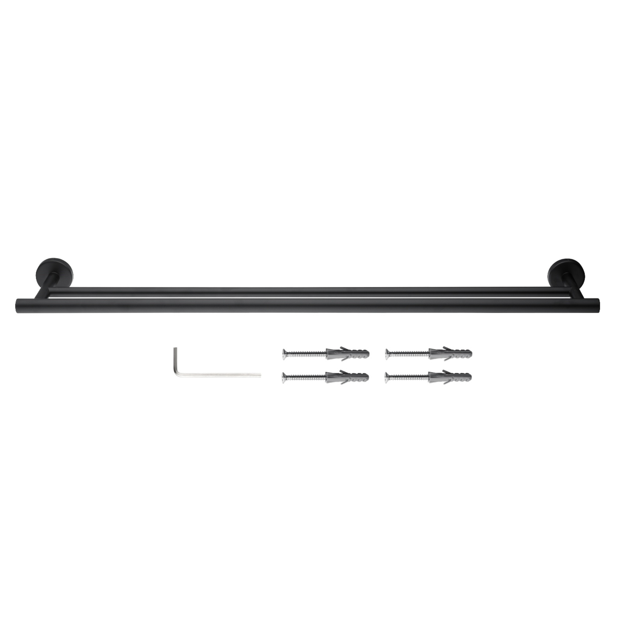 755mm Stainless Steel Double Towel Rack Bathroom Round Brushed Nickel Double Bars Towel Rail Holder
