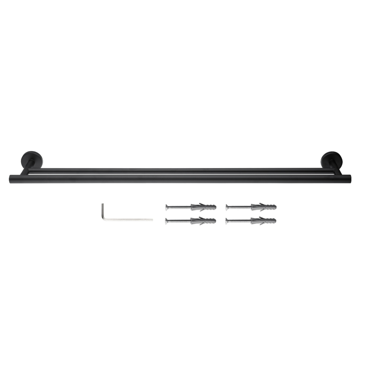 755mm Stainless Steel Double Towel Rack Bathroom Round Brushed Nickel Double Bars Towel Rail Holder