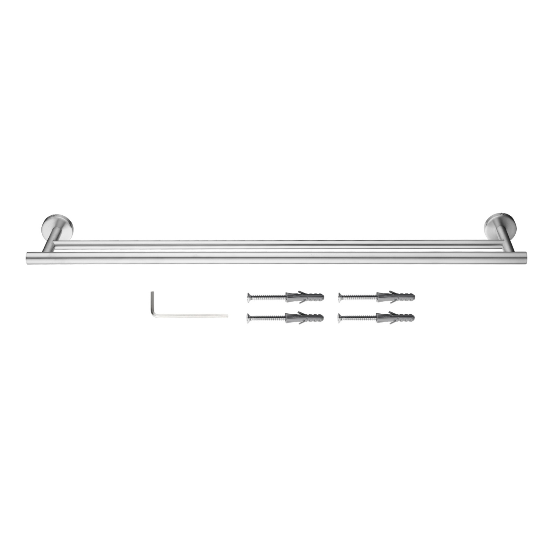 755mm Stainless Steel Double Towel Rack Bathroom Round Brushed Nickel Double Bars Towel Rail Holder
