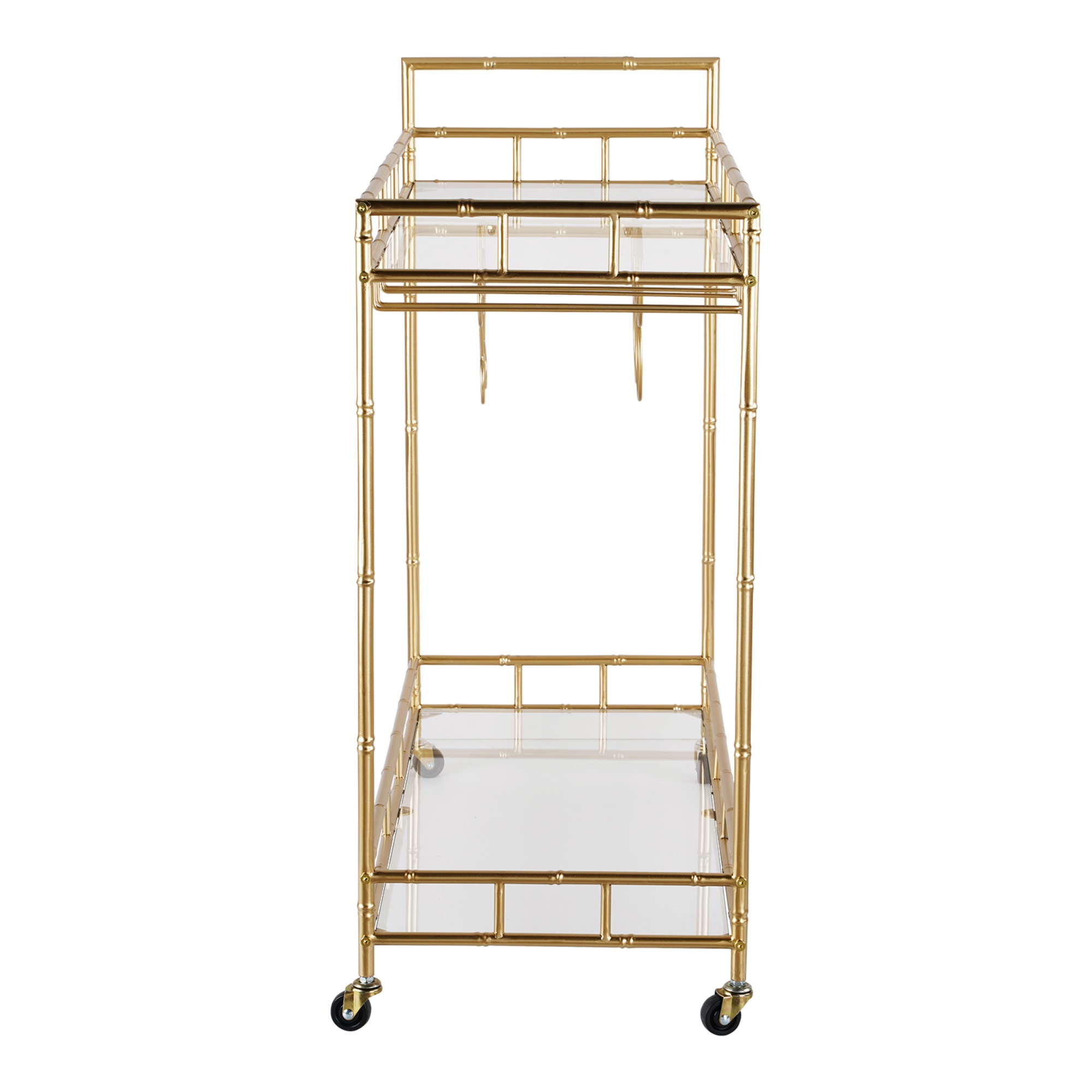 2 Tier Kitchen Island Food Fruit Serving Trolley Rolling Wine Bear Drinks Holder Bar Cart Glass Tabletop