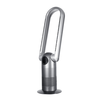 9 Speeds Freestanding Bladeless Oscillation Tilt  Fan Cool Hot Air Purification Remote Control White/Silver & Grey