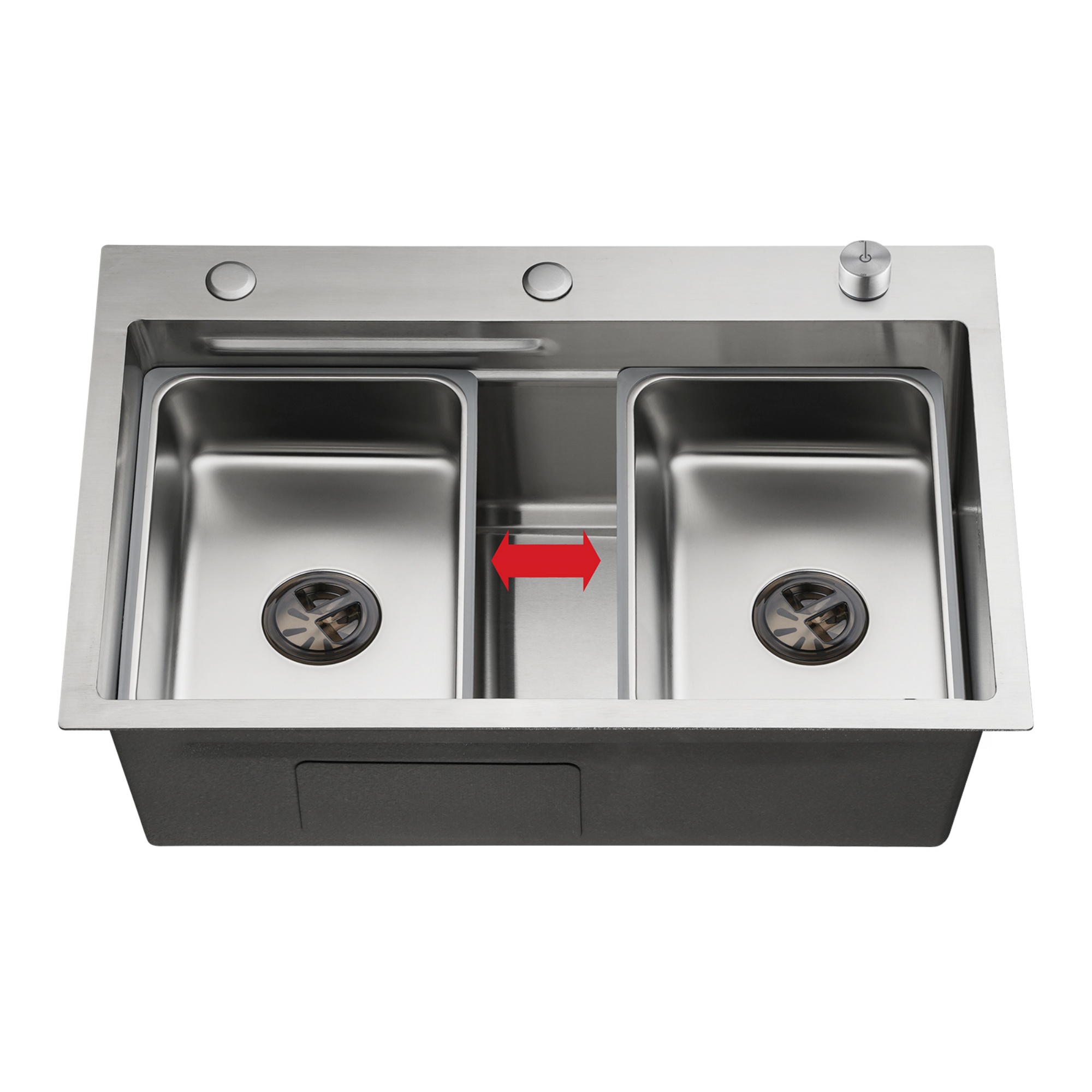 Stainless Steel Single Bowl Counter Top Control Kitchen Sink Smart Drainage Detachable Colander Satin Brush/Dark Grey/Yellow Gold