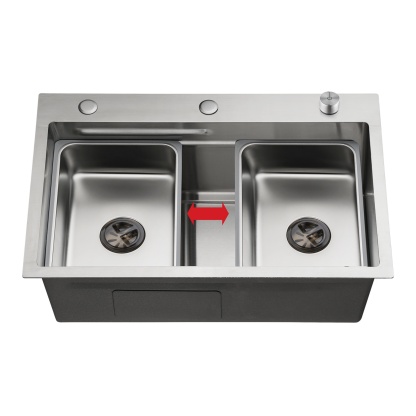 Stainless Steel Single Bowl Counter Top Control Kitchen Sink Smart Drainage Detachable Colander Satin Brush/Dark Grey/Yellow Gold