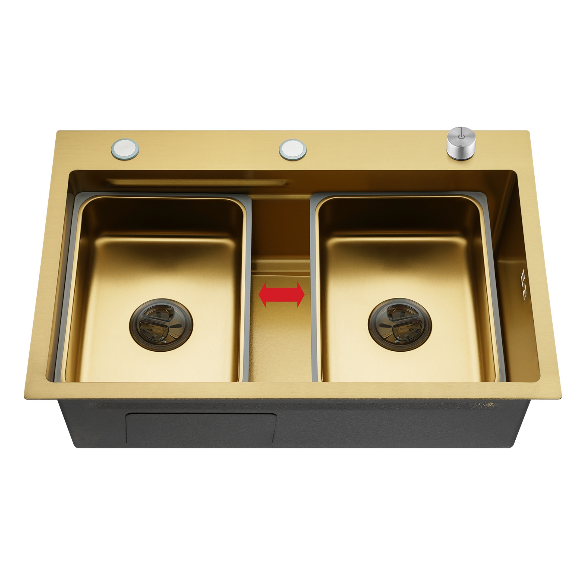 Stainless Steel Single Bowl Counter Top Control Kitchen Sink Smart Drainage Detachable Colander Satin Brush/Dark Grey/Yellow Gold