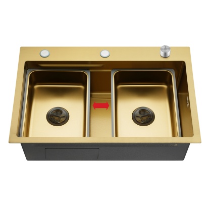 Stainless Steel Single Bowl Counter Top Control Kitchen Sink Smart Drainage Detachable Colander Satin Brush/Dark Grey/Yellow Gold