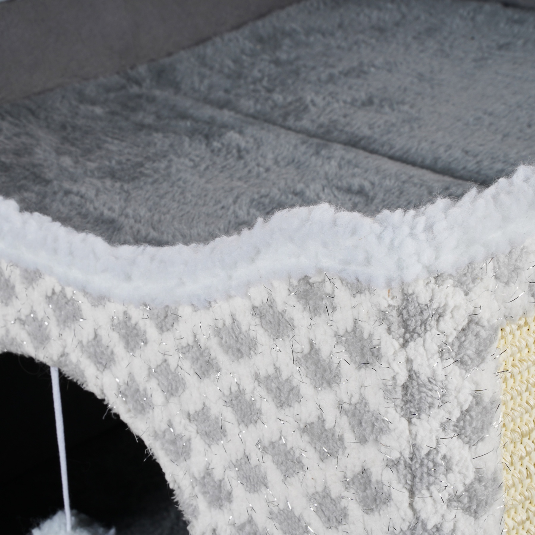 Foldable Indoor Pet Bed Cat Cave Felt Bed Scratch Pad Kitten Cat Hideaway House Grey/Blue