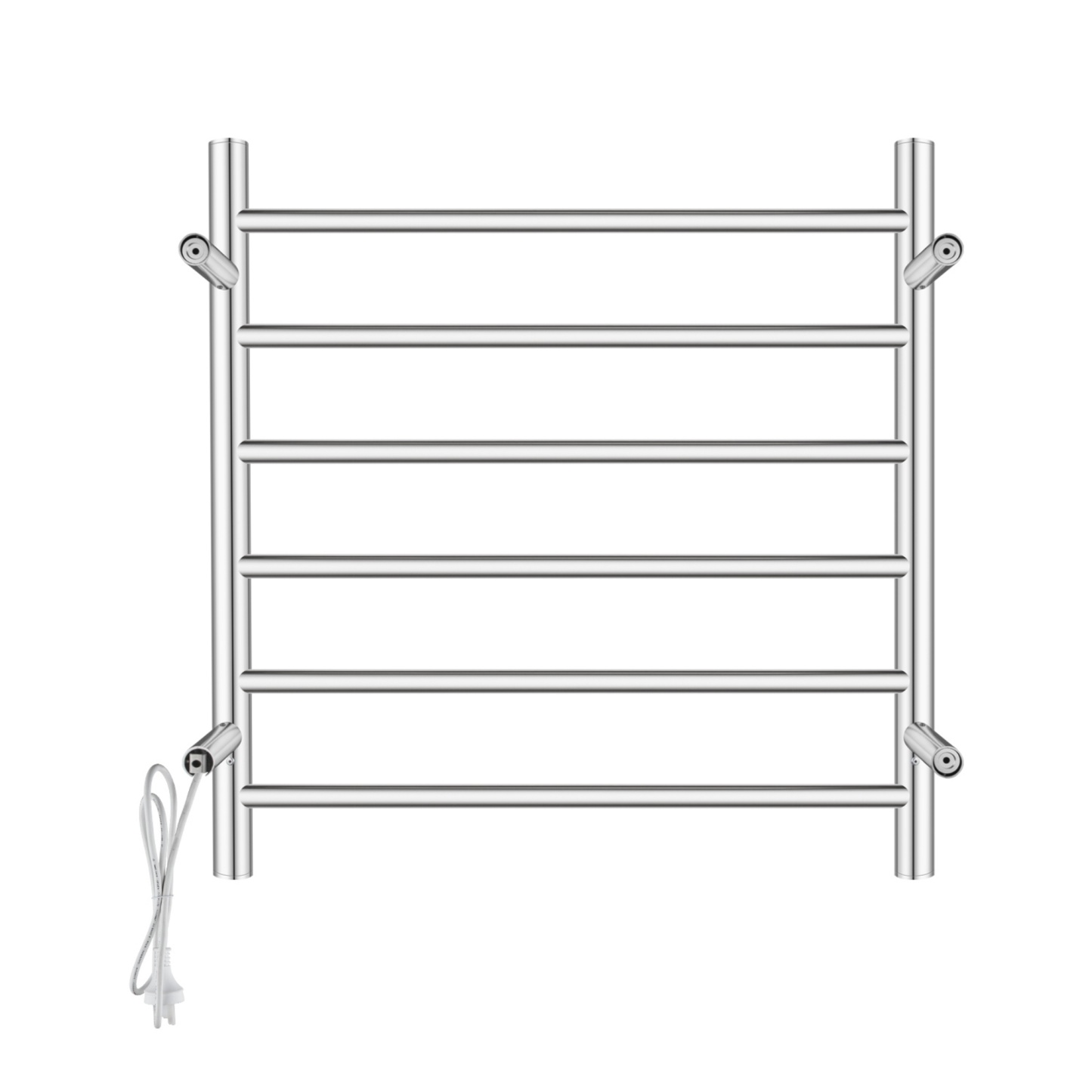 Round Aluminum Electric Heated Towel Rail Rack 6 Bars Bathroom Wall Mounted Warmer Towel Dryer Holder Hanger Silver/Black/Brushed Yellow Gold