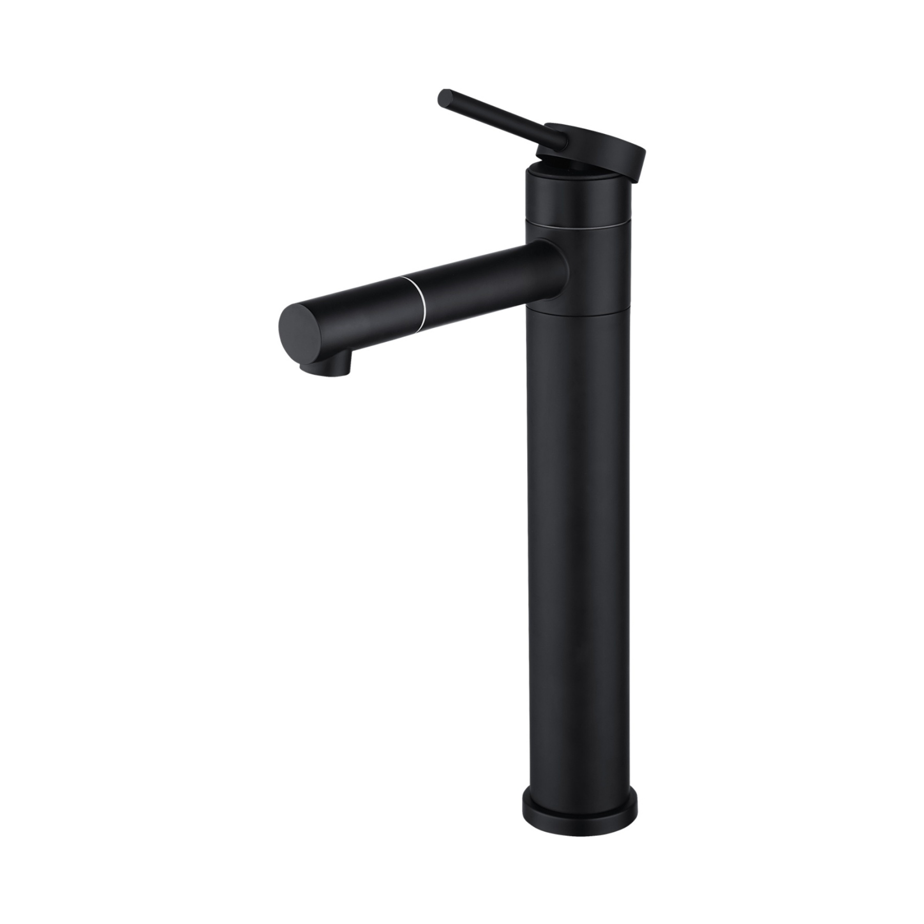 Stainless Steel Round Bath Basin Laundry Sink Vanity Tall Mixer Tap 360° Swivel Spout Flick Faucet Chrome/Black