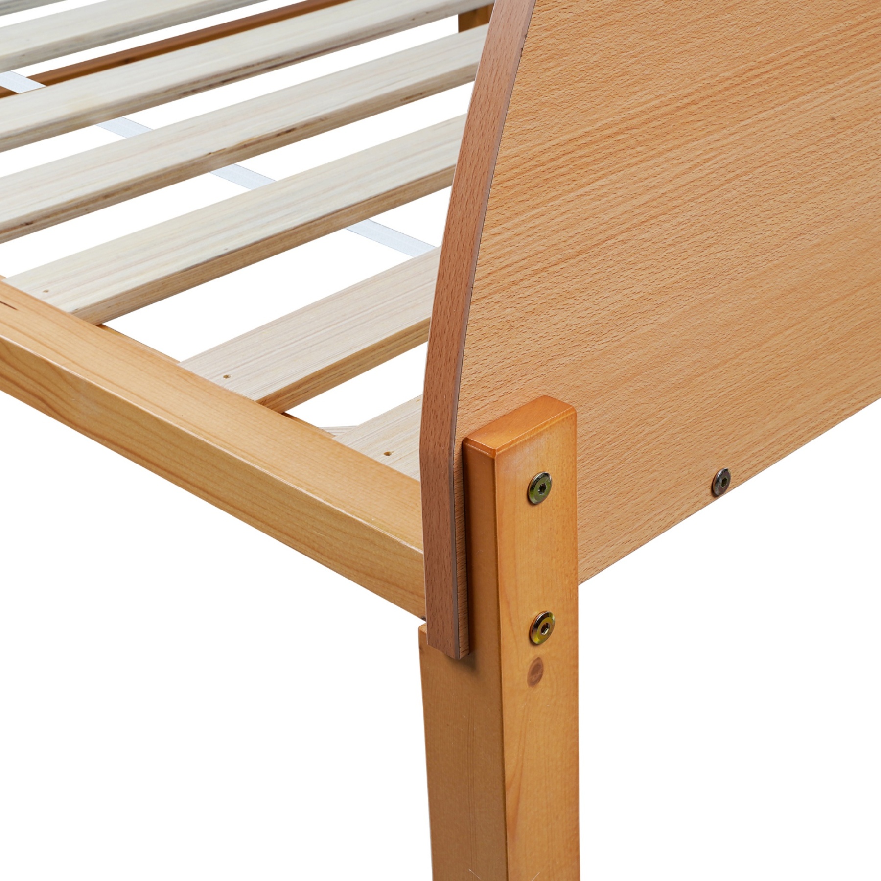 Bedroom Pine Wood Bed Frame Wooden Base Platform Round Bedhead Oak King Single/Single