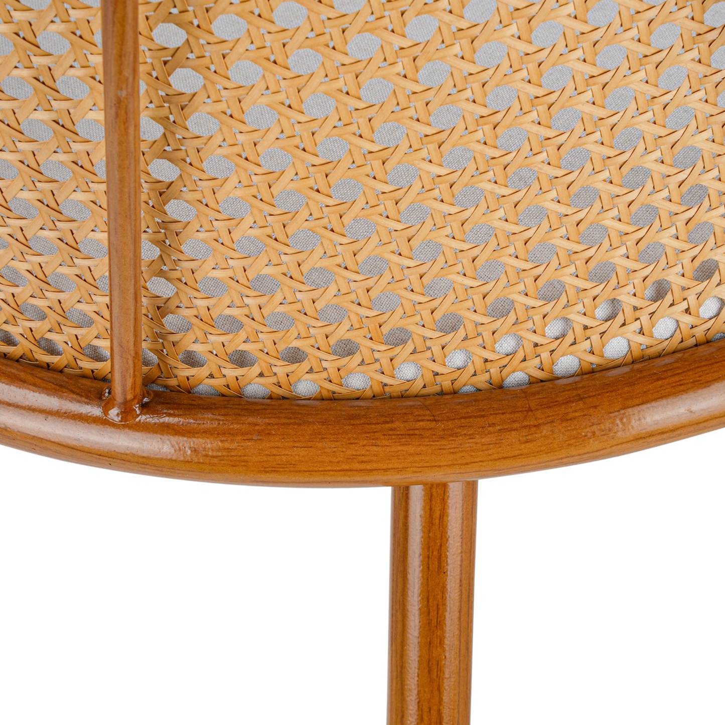 PU Leather Dining Side Chairs Curved Rattan Back Seat Metal Legs Set of 2 Black/White(Natural)