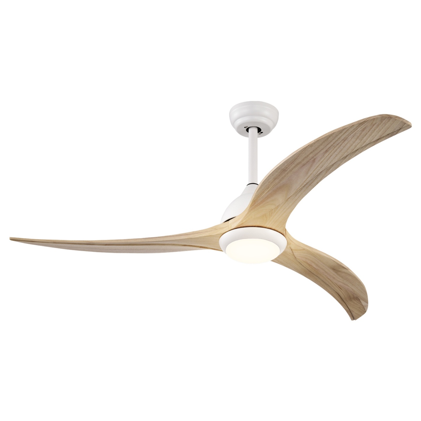 52'' Timber Wooden Blades Ceiling Fan Indoor/Under Cover Outdoor 6 Speed Reversible LED Light Remote Control Matt White & Natural/Matt Black & Ebony