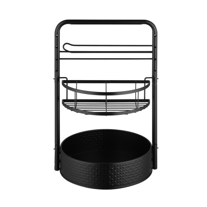 2 Tier Kitchen Rotating Spice Seasoning Lazy Susan Organizer Rack Paper Hanger Black Bathroom Cosmetics Lotion Storage Towel Holder