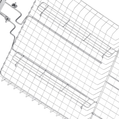Rectangular Stainless Steel Grill Basket Outdoor Camping Portable BBQ Wire Mesh Rack Net Clamp 