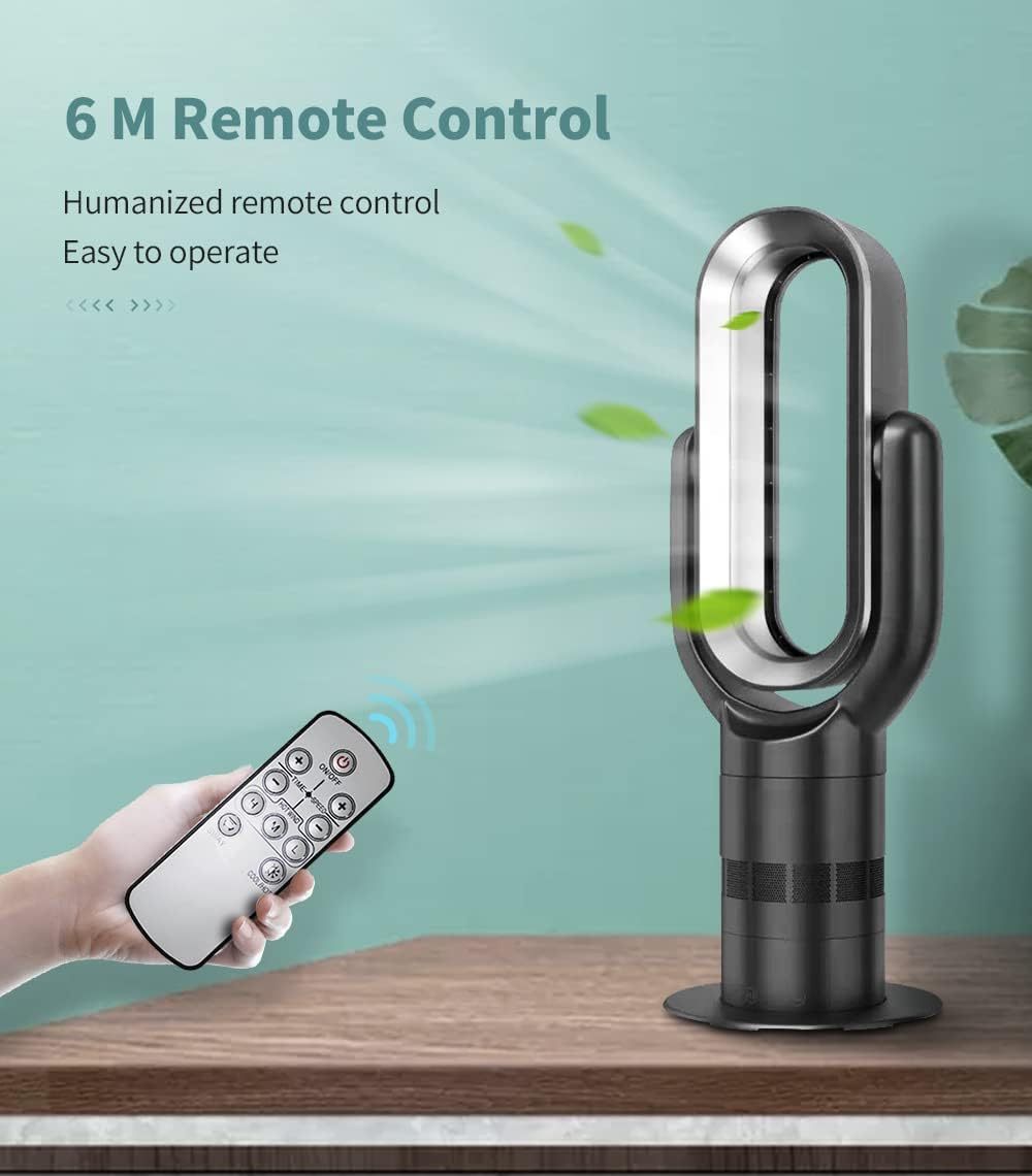 ANGELO Bladeless Cool Heat Fan Timer Remote Control Rotation Low DB Home 2 in 1