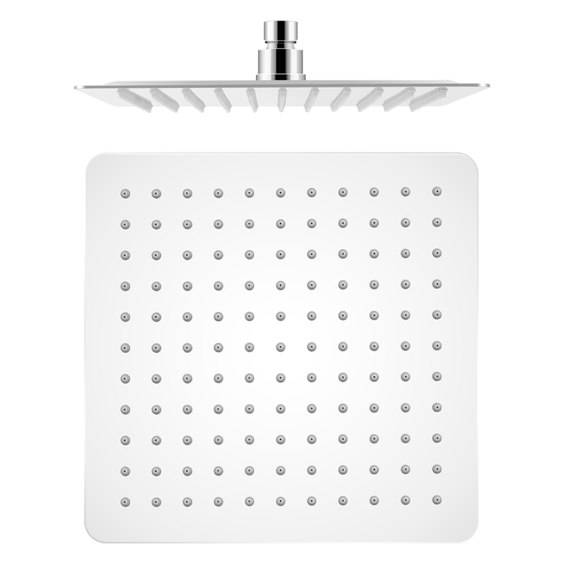 Bathroom 10“ Square Rainfall Twin Shower Set Super Thin Overhead Shower Head 3 Function Hand-held Shower Rose Gooseneck Shower Arm Diverter Chrome/Black