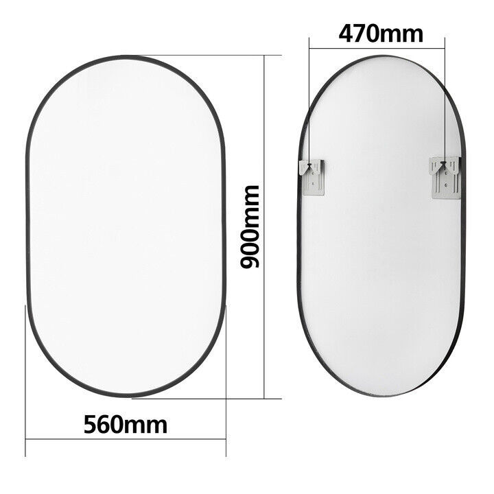Oval Black Stainless Steel Frame Wall Bathroom Vanity Mirror Makeup Home Mirror Decor 500*700mm/ 560*900mm