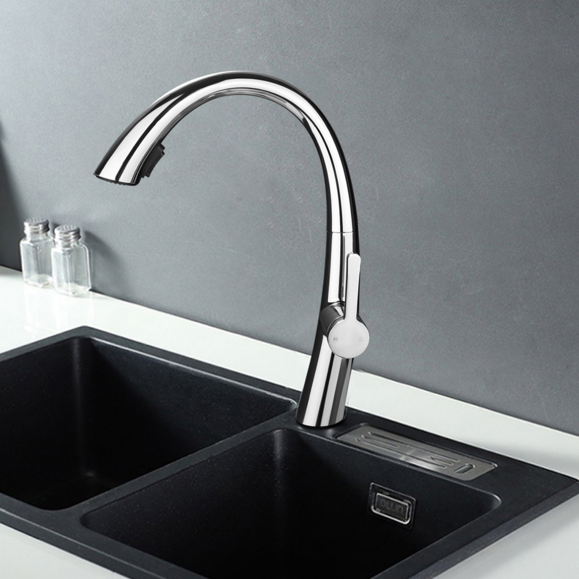 Brass 2 Spray Pattern Pull Out Kitchen Laundry Sink Basin Mixer Tap 360° Swivel Spout Deck-mounted Vanity Faucet Chrome/Black/Yellow Gold