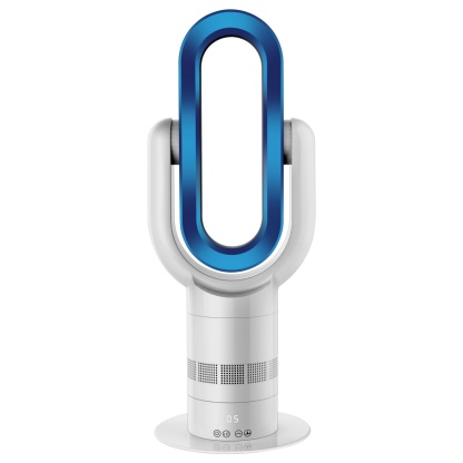 Electric Bladeless Fan Heat Cool Floor Fan Timer Remote Touch Control Silver/Blue