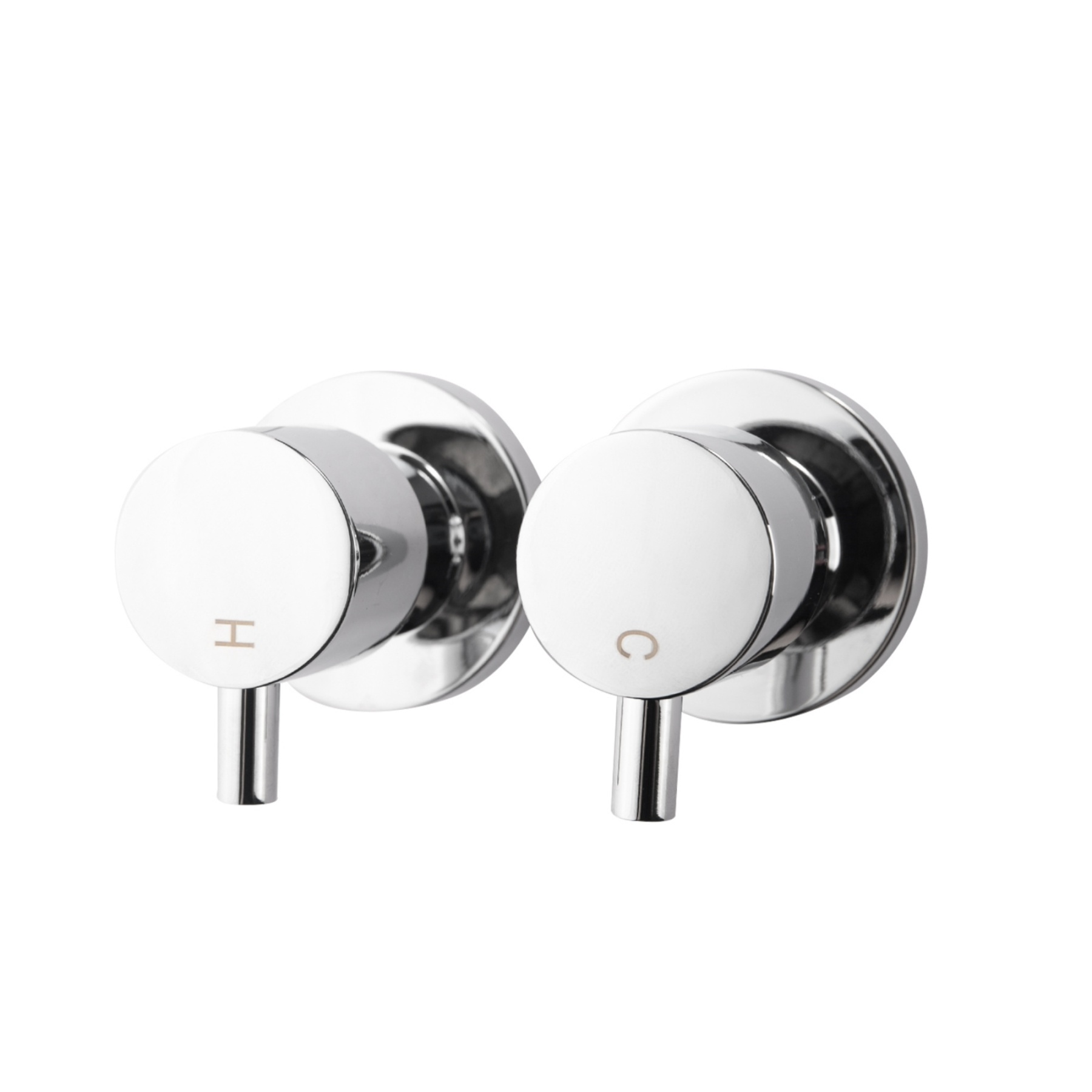 Round Brass Modern Design Twin Wall Tap Assembles