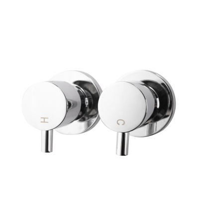 Round Brass Modern Design Twin Wall Tap Assembles 