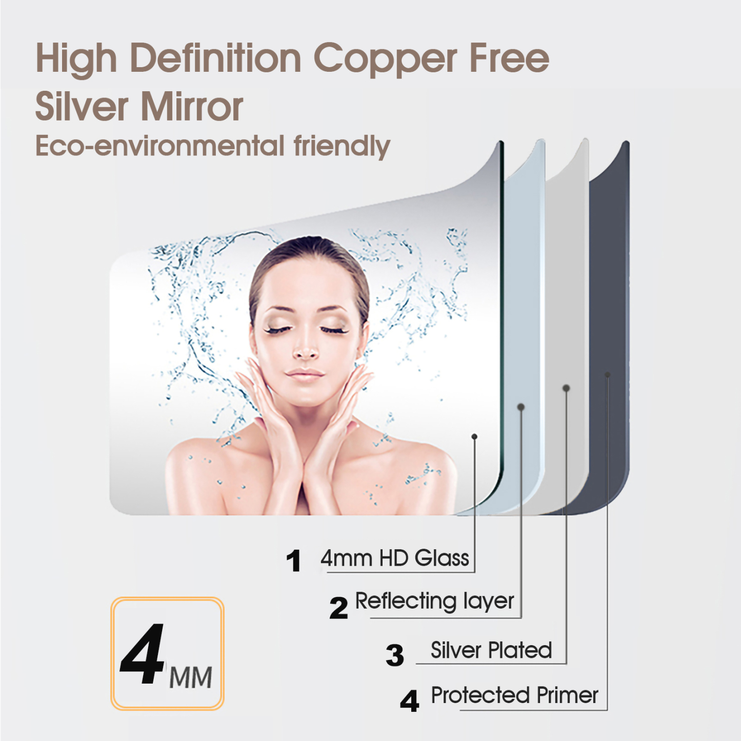 500x400mm Crystal LED Light Vanity Tabletop Makeup Mirror Touch Bluetooth 360° Rotation