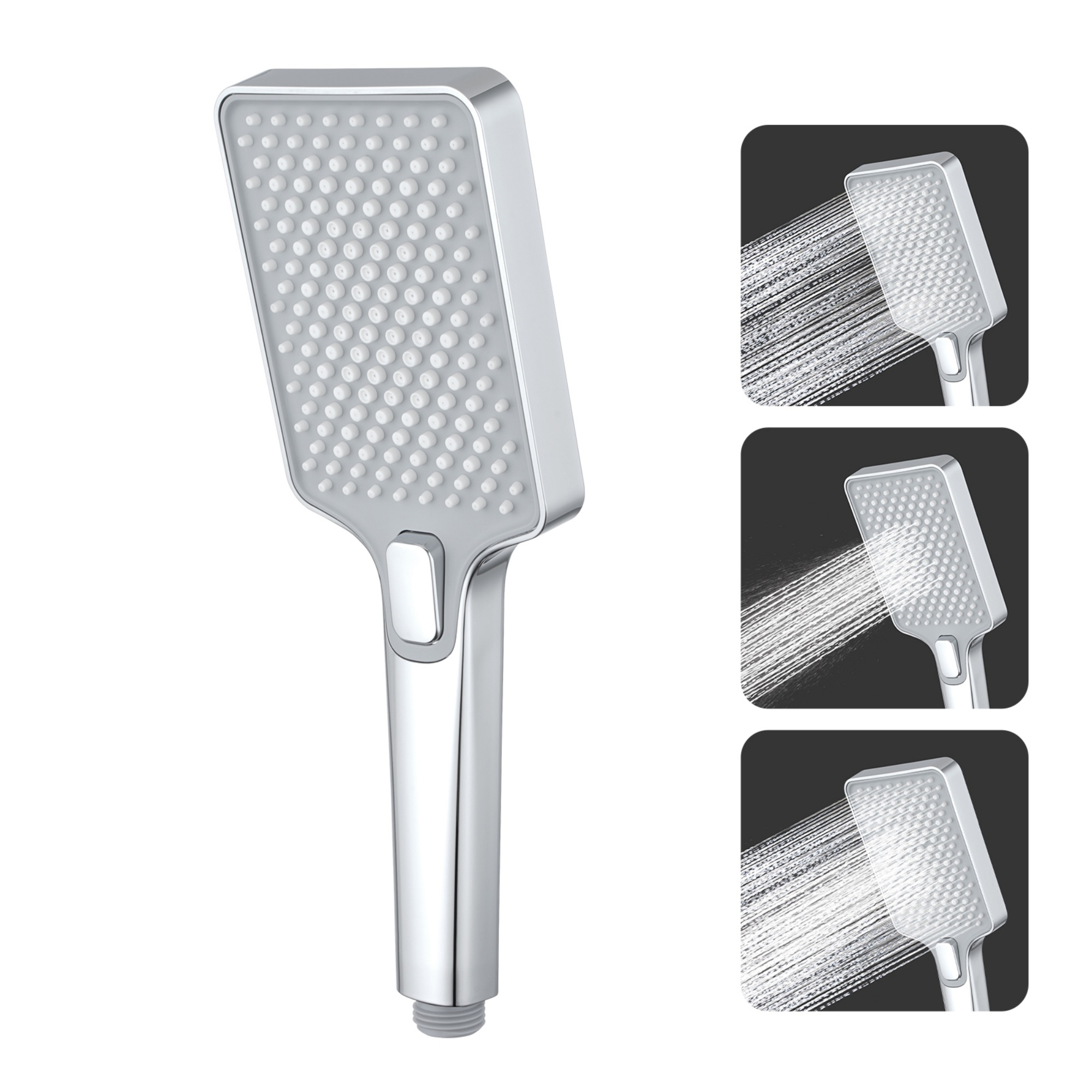 3 Mode Spray Function Square Bathroom Handheld Shower Head High Pressure Bath Shower Rose Chrome/Black