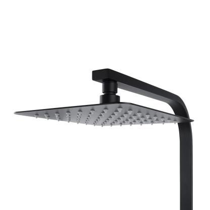 Bathroom 8“ Rectangle Rain Twin Shower Set Super Thin Overhead Shower Head 3 Function Hand-held Shower Rose Gooseneck Shower Arm Chrome/Black