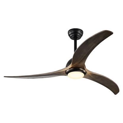 52'' Timber Wooden Blades Ceiling Fan Indoor/Under Cover Outdoor 6 Speed Reversible LED Light Remote Control Matt White & Natural/Matt Black & Ebony