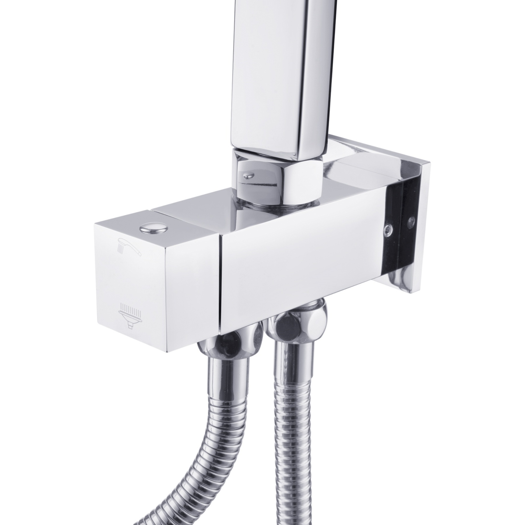 Bathroom Square Twin Shower Rail Body Wall Mounted Adjustable Height Sliding Rail Gooseneck Shower Arm Diverter Chrome/Black