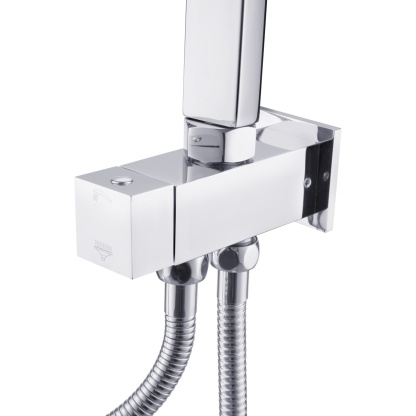 Bathroom Square Twin Shower Rail Body Wall Mounted Adjustable Height Sliding Rail Gooseneck Shower Arm Diverter Chrome/Black