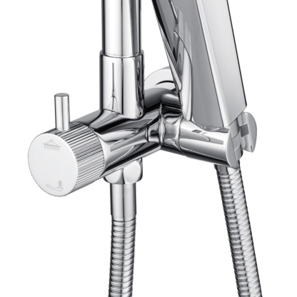 13'' Round Bathroom Rainfall Shower Head Set Gooseneck Shower Arm Diverter 4 Function High Pressure Handheld Shower Head Rose Chrome/Black