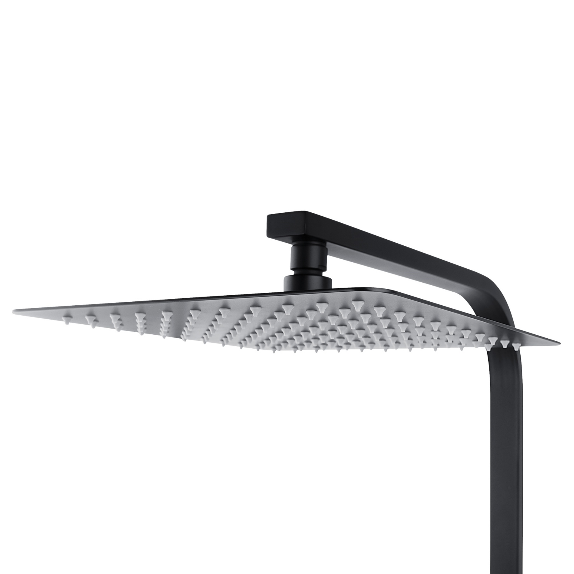 10“ Rectangle Rainfall Twin Shower Set Super Thin Overhead Shower Head 3 Function Hand-held Shower Rose Gooseneck Shower Arm Chrome/Black