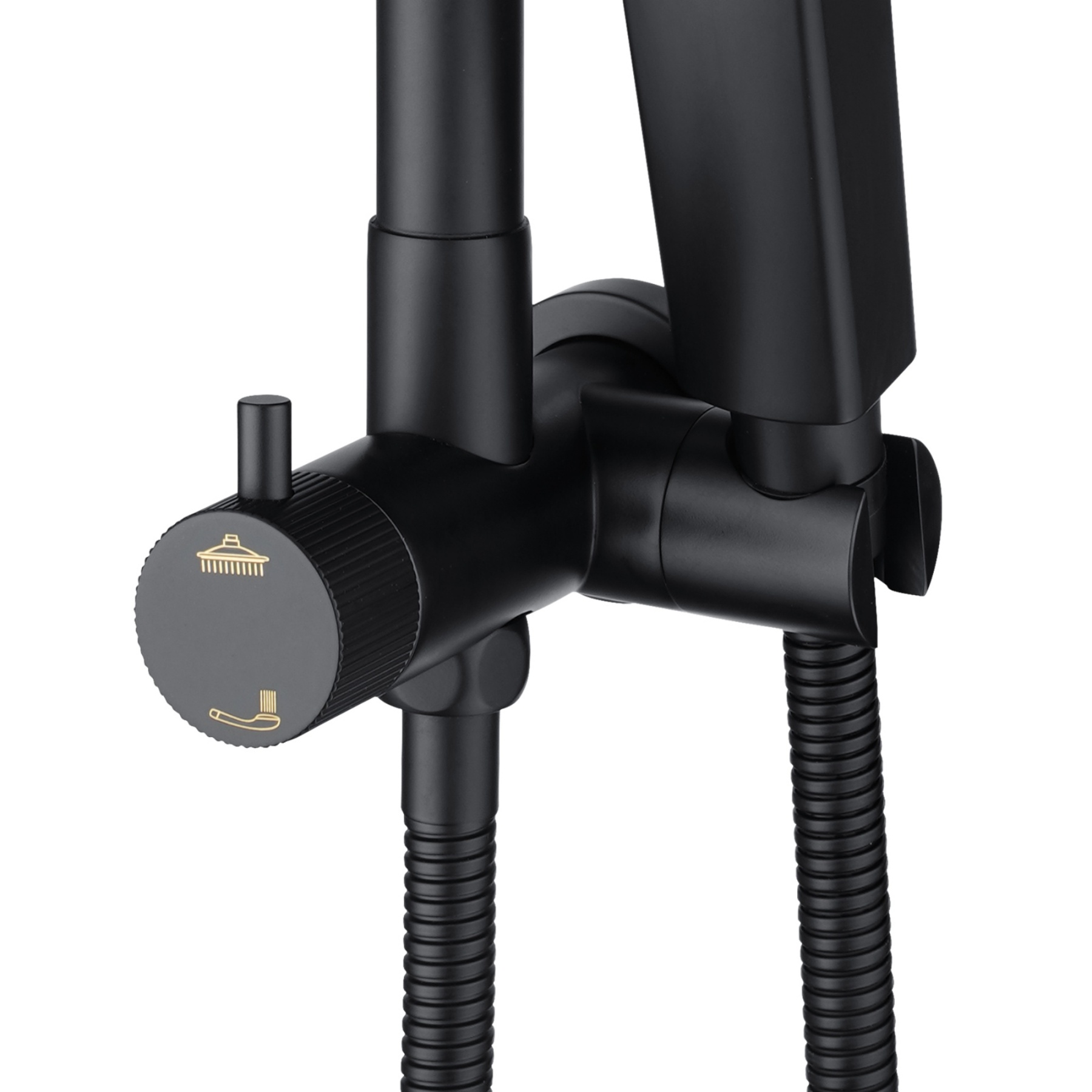 13'' Round Bathroom Rainfall Shower Head Set Gooseneck Shower Arm Diverter 4 Function High Pressure Handheld Shower Head Rose Chrome/Black