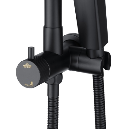 13'' Round Bathroom Rainfall Shower Head Set Gooseneck Shower Arm Diverter 4 Function High Pressure Handheld Shower Head Rose Chrome/Black