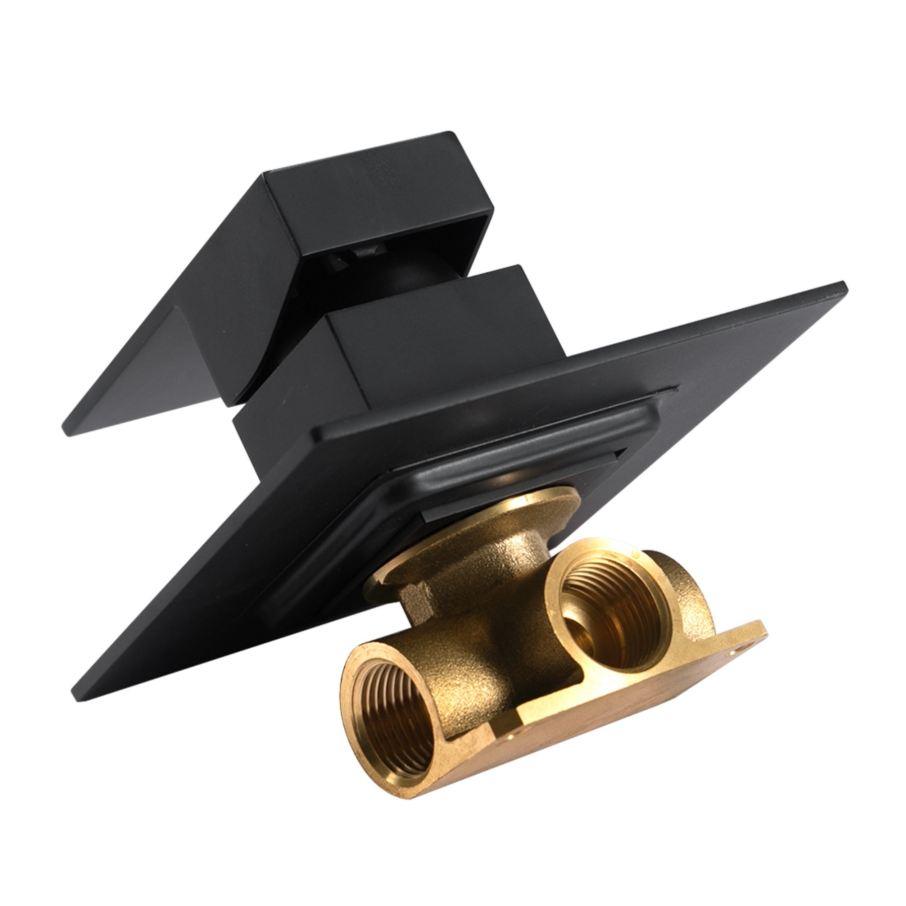 Square Brass Built-in Bath Shower Mixer Tap Bathroom Basin Sink Flick Mixer Tap Chrome / Matte Black / Brushed Yellow Gold / Gunmetal Grey