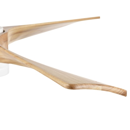 3 Timber Wooden Blades Ceiling Fan Indoor/Outdoor 6 Speed Reversible LED Light Remote Control Matt White & Natural/Matt Black & Mahogany